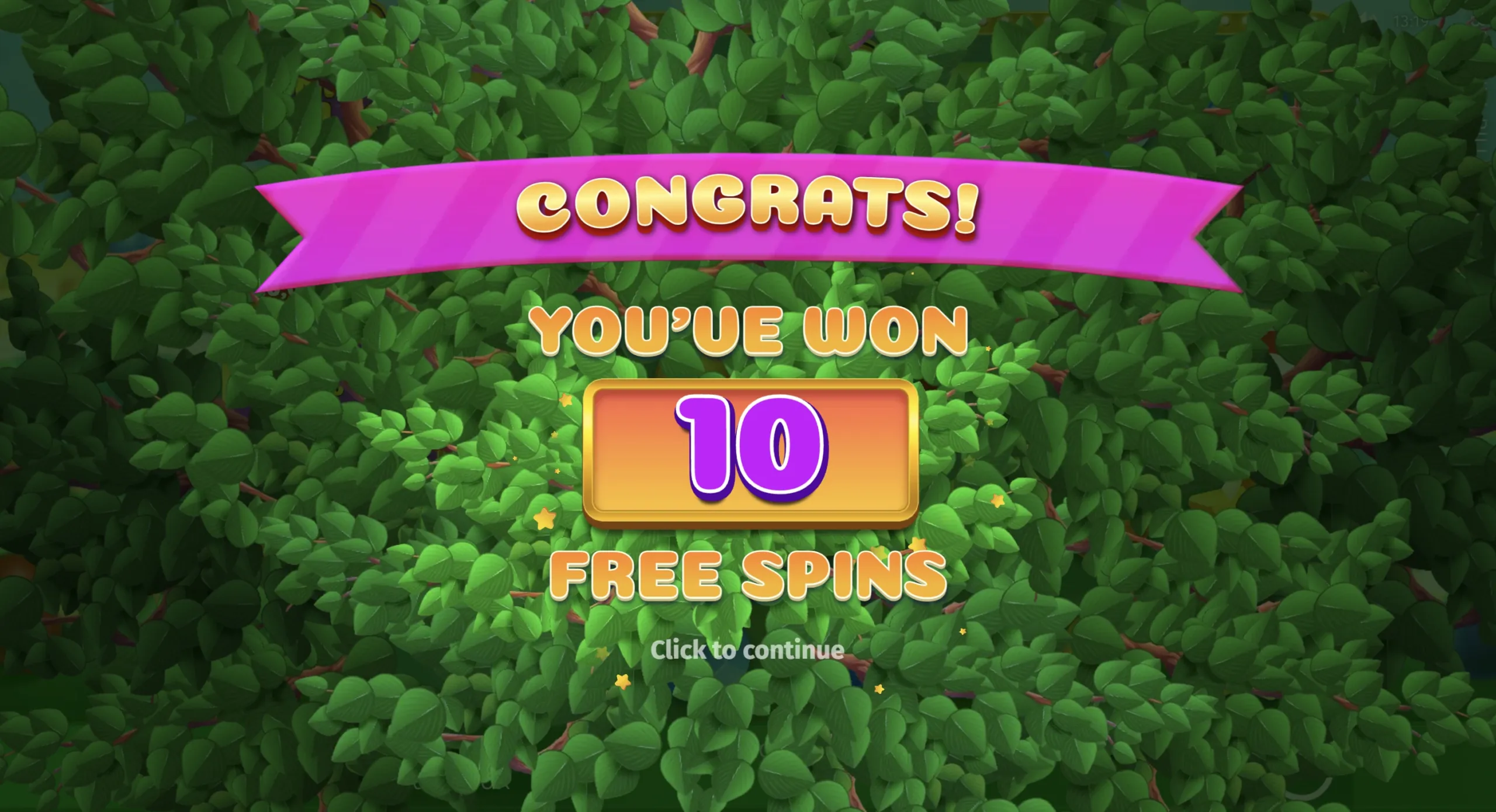 Free Spins bonus round screen in Bonanza Billion